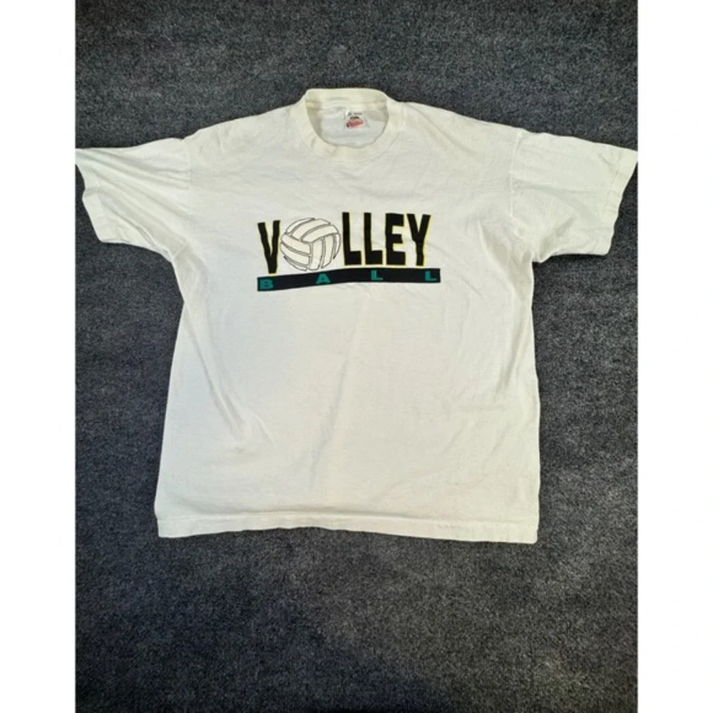 Vintage Volleyball T-Shirt XL White Single Stitch Made in USA‎